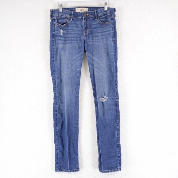 Hollister Blue Denim Whiskering Denim Skinny Jeans 7R 31/32‎ Low Rise Tag 28/32 - Picture 1 of 9